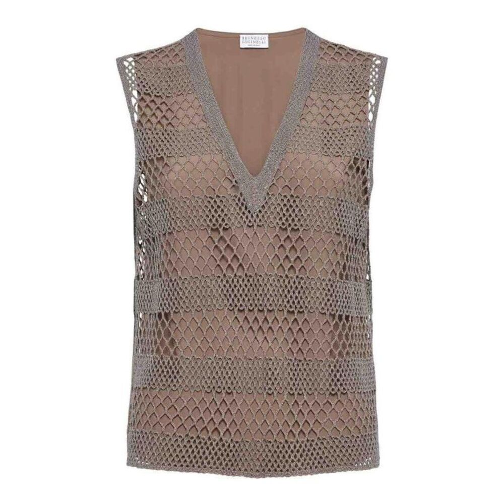 Brunello Cucinelli Open-Knit Silk Vest